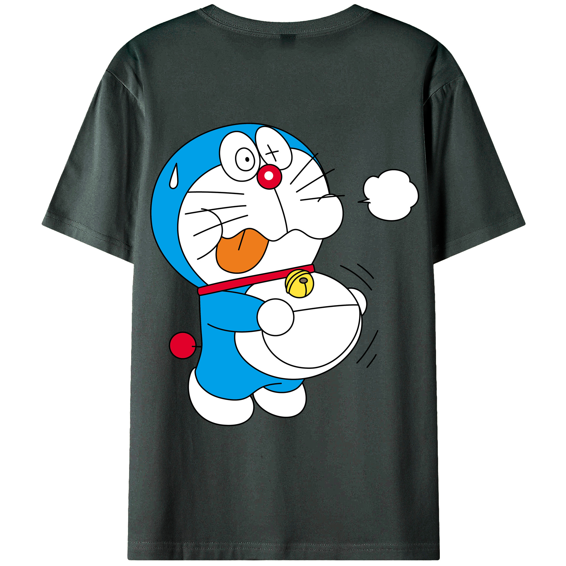 （画像用） ドラえもん Doraemon 綿100％ メンズ半袖Tシャツ（バックプリント） 通気性